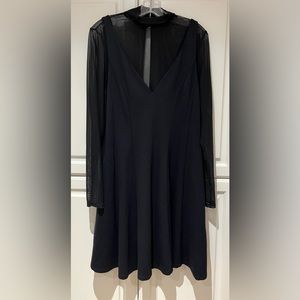 Maeve Dress XL by Anthropologie Black Mesh Layered Sheer Mini NWT With Pockets